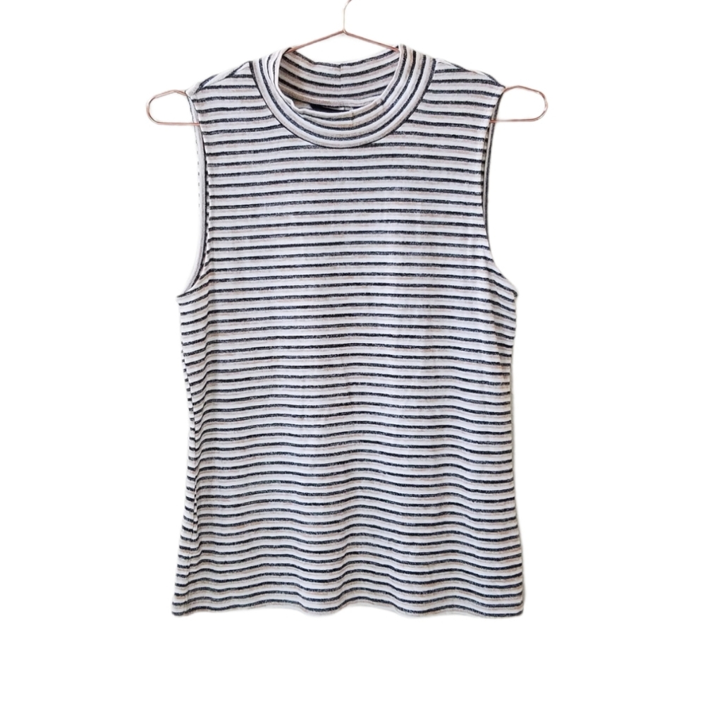 GOLDRAY Stripe Mock Neck Sleeveless Top Size L